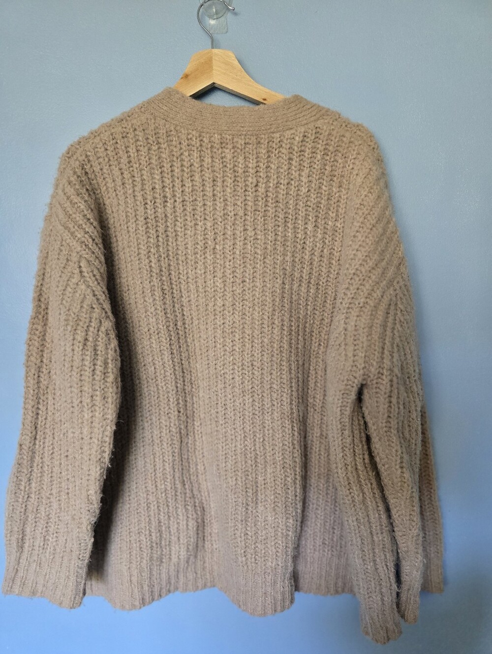 Jenni Kayne Alpaca Wool Blend Cocoon Taupe Oversized Cardigan S - Picture 3 of 13